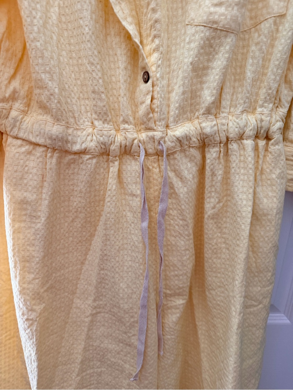 **Flawed** Free People Yellow Button-Front Textured Jumpsuit - Picture 6 of 11
